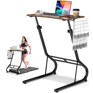GRLEAF Adjustable Height Standing Desk for Walking Pad Treadmill, Desk for Laptop with Cup Holder, Desk for Bike/Cycling, Used for Bedrooms and Offices (Vintage Brown)