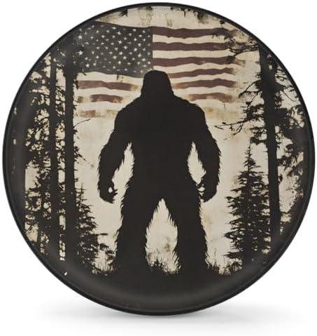 Spare Tire Cover for RV Trailer,American Flag Bigfoot Waterproof Sun Leather Wheel Cover,Camper Spare Tire Covers Fit for Jeep Travel Trailer SUV Truck Accessories (16 in for Diameter 29” - 31”),F-1