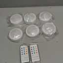 BLS LED Puck Lights with Remote Control, Wireless Under Cabinet & Closet Lighting, RGB 13 Color Changing Lights with Dimmer, Timer & AA Battery Operated, Push, Touch, Stick on for Night, White, 6 Pack