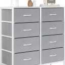 TQVAI 8-Drawer Dresser for Bedroom, Wide Fabric Dresser for Storage and Organization, Chest of Drawers for Living Room, Closet, Hallway, White