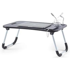 Nestl Foldable Lap Desk - Portable Laptop Stand for Bed, Couch, Work, Reading & Writing, Lap Table with USB Ports, Large Laptop Tray, Black