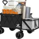 Collapsible Folding Wagon Heavy Duty Utility Beach Wagons with Opened Tailgate and All-Terrain Wheels for Camping,Garden,Sports Black