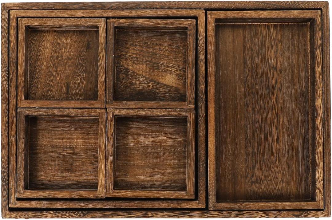 Kichvoe 1set Wooden Serving Capacity Snack and Tea Tray for Fruits Desserts and More Sturdy Natural Design for Home Gatherings Parties and Restaurants