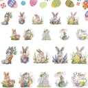 Amyhill 30 Pcs Easter Bunny Ornaments Set Acrylic Happy Easter Hanging Decoration Classic Bunny Egg Basket Spring Ornaments for Tree with Rope for Crafts Holiday Party Favor Supplies