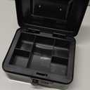 KYODOLED Cash Box with Combination Lock Safe Metal Money Box with Money Tray for Security Lock Box 7.87"x 6.30"x 3.35" Black (Medium)