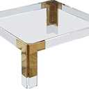 Meridian Furniture Casper Collection Modern | Contemporary Glass Top Coffee Table with Sturdy Stainless Steel and Acrylic Base, 36" W x 36" D x 16.5" H, Gold
