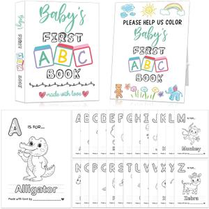 Baby's First ABC Book Baby Shower Activity Keepsake Game, ABC Coloring Baby Shower Guest Book Alternative, Baby's First Alphabet Coloring Book, Alphabet A to Z Coloring Pages