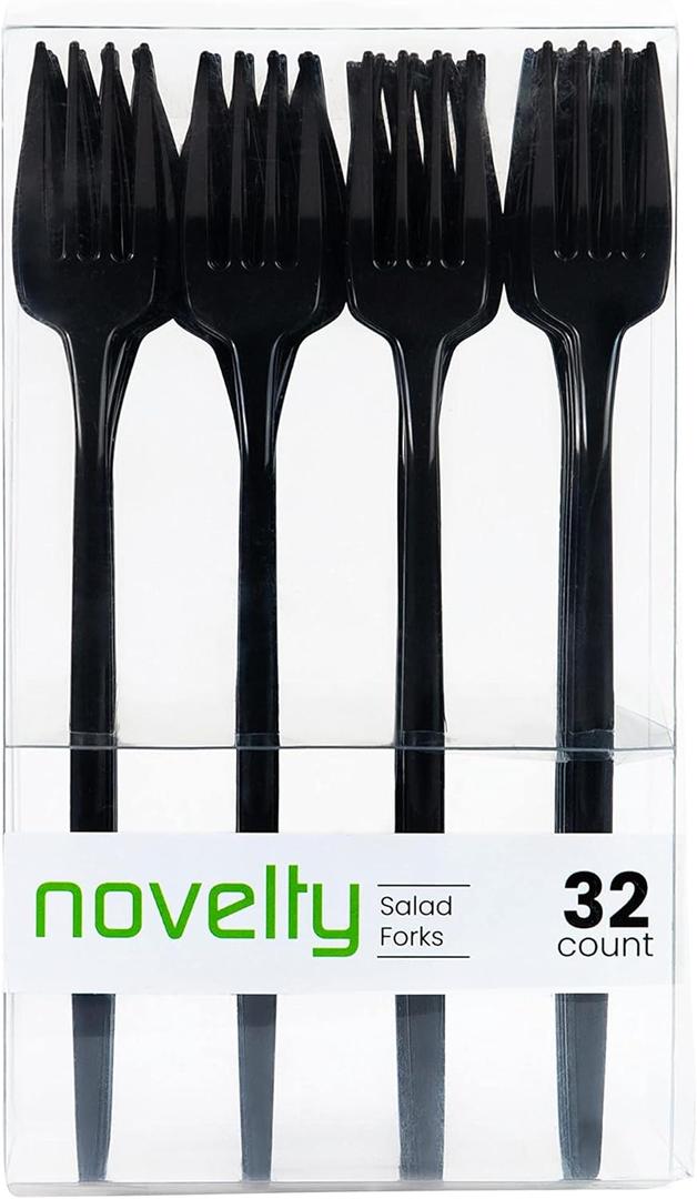 Novelty Modern Flatware, Cutlery, Salad forks Luxury Black 32 Count