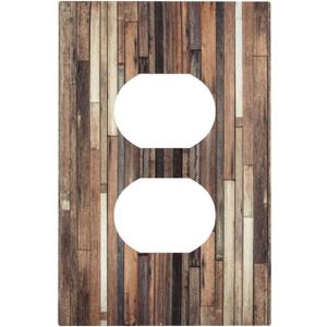 Outlet Covers Rustic Wood Barn Door Brown Vintage Hardwood 1 Gang Duplex Light Switch Cover Plate Decorative Wall Plates Electrical Switchplate Receptacle Cover for Farmhouse Home Decor