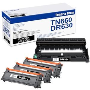 3 Pack TN660 Toner Cartridge & 1 Pack DR630 Drum Unit, Compatible for Brother TN660 DR630 Replacement for HL-L2300D L2305W L2315DW L2320D MFC-L2680W L2685DW L2720DW L2740DW DCP-L2520DW L2540DW Printer
