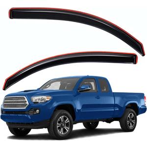 Lightronic Extra Durable Clip-on in-Channel Auto Vent Window Visor, Fits 2016-2023 Toyota Tacoma Access Cab, UV Protection Rain Guard, Original Wind Deflector, No-Drill Install, Dark Smoke, 2-Pcs