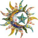 Sun Moon & Stars Metal Wall Hanging Garden Art 25 Inches Diameter