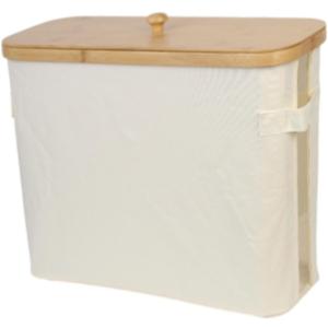 Toilet Paper Holder,Toilet Paper Storage Basket,Foldable Toilet Paper Organizer with Bamboo Lid for Laundry Room,Bedroom,Dorm, Beige