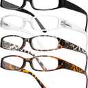 Gaoye 4-Pack Readers for Women, Blue Light Blocking Reading Glasses, Stylish Reading Glasses for Women in 4 Patterns (Black, Clear, Tortoise, Leoprad), +1.5