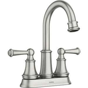 Moen Brecklyn Spot Resist Brushed Nickel Two Handle Centerset Lavatory Faucet, 3-Hole Bathroom Sink Faucet, 84162SRN