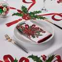 Kadut Christmas Ribbon, Cloth Napkins, (17x17 Inch) Xmas Ribbon Set of 8 Dinner Napkins, Heavy Duty Fabric, Cloth Napkins, for Harvest, Holiday, Fall, Parties & Christmas Dinner.