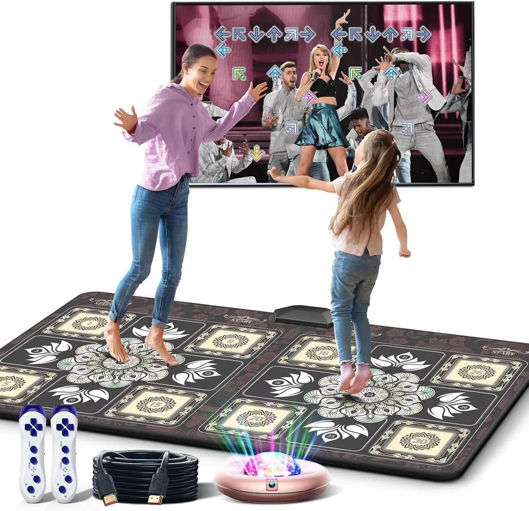 TIK-Tok Dance Mat Game for TV, Christmas Colors Wireless Plug and Play Wrinkle-Free & Non-Slip Electronic Dance Mats, Exercise Dance Pad with Camera for Kids and Adults, Boys & Girls Gifts Toy, Medium