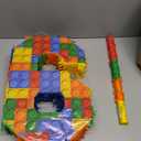 Building Blocks 6th Birthday Party Decorations Number 6 Pinata with Pinata Stick & Blindfold for Kids Girls Boys Happy Birthday Building Block Theme Party Supplies Carnival Games