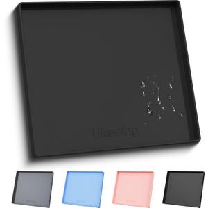 ukeetap Extra Thick Silicone Mat Waterproof with Raised Edge 22" x 19", Under Sink Mat for Kitchen & Bathroom, Kitchen Cabinet Liner, Multi-Purpose for Storage & Protection, Black