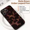 Hython for iPhone 12 Pro Case Cute Matte Amber Leopard Print Cheetah Pattern Tortoise Shell Phone Cases for Women Men, Slim Anti-Scratch Soft TPU Bumper Shockproof Rubber Protective Cover, Brown Amber