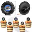 Containlol 50 Pieces Truck Cupcake Topper Rings Mini Truck Cake Toppers Plastic Birthday Party Supplies for Boys Car Theme Party Decoration, 5 Styles (EXP 12/31/36)