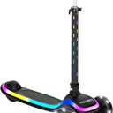 Hover-1 Chroma Folding Kick Scooter for Kids with Multicolor Wheel Lights, 3 Front Wheels, Rear Foot Brake, and 110 LB Weight Capacity