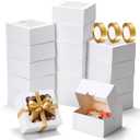 COTOPHER Auto Pop Up Cookie Boxes with Window 6x6x3 Inches 50 Pack | White Bakery Boxes with Gold Ribbon for Birthday Party Favors, Wedding, Christmas Gift Packaging for Cookies, Candy, Macarons