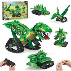 5 in 1 Dinosaur Toy for 6-12 Years Old Kids Boys, Robot Dino Building Set with APP & 2.4GHz Remote Control Science Programmable Building Block Dinosaur Kit, Birthday Gifts for Age 6 7 8 9 10 11 12