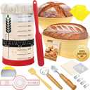 BakeEase Sourdough Starter Kit, 40oz Sourdough Jar, 2 Silicone Proofing Baskets, Thermometer, Feeding Tracker, Sourdough Recipe, Dutch Oven Sling, Scrapers, 18PCS Sourdough Bread Baking Supplies
