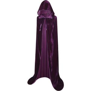 BIGXIAN Long Hooded Cloak Velvet Cape Witch Costume Halloween Costumes for Women Men (Purple)