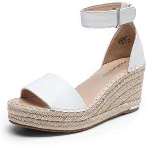 DREAM PAIRS Women's Wedge Sandals Open Toe Espadrilles Sandals Comfortable Dressy Ankle Strap Platform Sandals Suitable for Work Beach Summer Shoes (9, White)