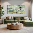 Ocevarin Large Abstract Green Canvas Wall Art for Living Room Modern Art Prints Paintings Color Block Art Wall Decor for Bedroom Office 29"x 58"