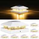 VOLISUN 4x4 Solar Post Cap Light 6pack,Solar Fence - Cap Lights Outdoor Waterproof for Wooden/Vinyl Post,White Deck Post Cap Light Solar Powered with Warm White for Garden/Patio/Porch