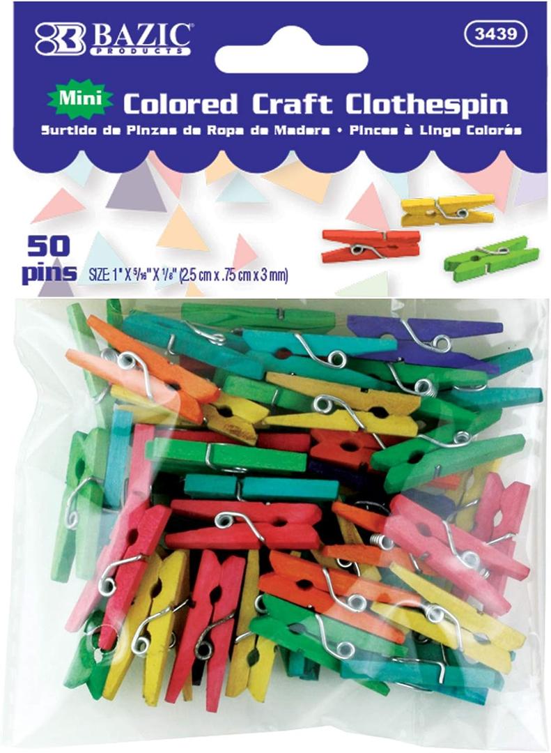 BAZIC Mini Colored Clothes Pin (50/Pack)