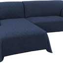 Turquoize Sectional Couch Covers L Shape Couch Cover Sectional Sofa Cover Washable 2 Pieces Couch Covers for Sectional Sofa Feature Geometrical Woven Jacquard Fabric (Chaise/2 Seats, Navy)