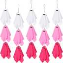 Tegeme 15 Pcs Pink Halloween Ghost Decor Pastel Hanging Ghosts Halloween Decor 4 Inch Pink Decoration Indoor Outdoor Hanging Tree Ornaments for Home Garden Holiday Party
