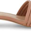 CUSHIONAIRE Women's Nino strappy low block heel slide sandal +Memory Foam and Wide Widths Available (Beige)
