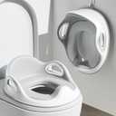 Potty Training Toilet Seat, Toddler Toilet Seat Attachment with Safety Handles, Detachable Soft Cushion, Anti-Slip Design and Splash Guard, Baby Toilet Seats for Kids, Boys and Girls (Grey)
