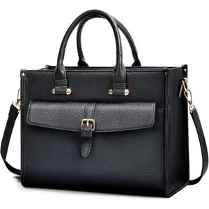 Jetviivid Lunch Bag for Women, Insulated PU Leather Lunch Tote for Office Work, Professional Ladies Lunch Bag with Strap, Leakproof & Water-Resistant Cooler Lunch Box, Black