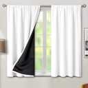BGment Thermal Insulated 100% Blackout Curtains for Bedroom with Black Liner, Double Layer Full Room Darkening Noise Reducing Rod Pocket Curtain (52 x 45 Inch, Pure White, 2 Panels)