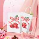 24 Pcs Coquette Pink Bow Paper Gift Bags Cherry Bow Birthday Party Favor Goodie Candy Bags with Handles for Bridal Engagement Party Supplies 8.3 x 5.9 x 3.1 in