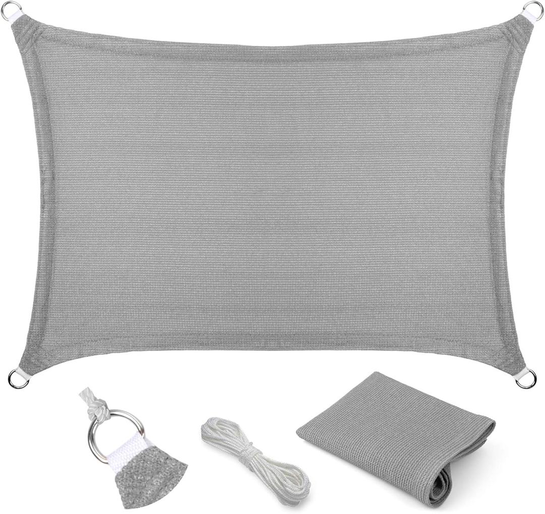 Eden's Decor 6' x 8' Grey Sun Shade Sail Outdoor Canopy Rectangular Awning Fabric Cloth Screen for Patio Garden Backyard Pergola Custom Size (Gray)