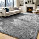 Light Grey 10x14 Area Rugs for Living Room, Fluffy Rug Large Bedroom Carpet
