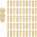 50 Pieces Wood Peg Dolls Unfinished Wooden People Craft Blank Family Figures 3/4 x 2-1/4 inch
