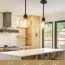 Emak 2 Pack Pendant Lights Kitchen Island, 8 Inch Black Pendant Light Fixtures with Clear Glass Shade, Modern Farmhouse Island Lights for Kitchen, Dining Room, Bar, PL122-BK-CG-2PK