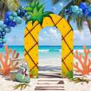 Preboun Cartoon Sponge Backdrop Birthday Party Decoration 61 x 98'' Hawaiian Cartoon Sponge Porch Sign Ocean Under The Sea Decor for Sponges Baby Shower Birthday Photo Background(Pineapple)