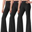 HASMES 3 Pack Girls Flare Leggings Kids Bell Bottom High Waisted Dance Yoga Pants Activewear 10-12Y