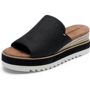 DREAM PAIRS Platform Sandals Women Slip-on Espadrille Bohemia Wedge Sandals, Comfort Dressy Summer Open Toe Canvas Slides for Women's Outdoor and Beach 7