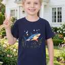 Boys T-Shirts Kid Tshirt Fit Graphic Tees Whale Shark Green Navy Size 2T