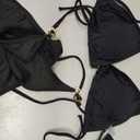 Women Bikini Set Two Piece Swimsuit Halter String Triangle Bathing Suit (Black, L)